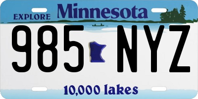 MN license plate 985NYZ