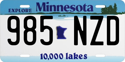 MN license plate 985NZD