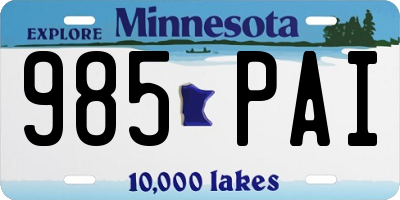 MN license plate 985PAI