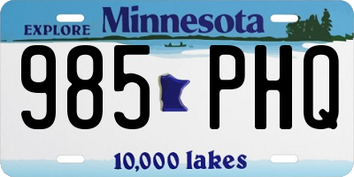 MN license plate 985PHQ