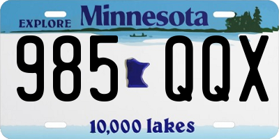 MN license plate 985QQX