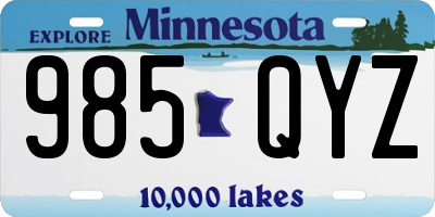 MN license plate 985QYZ