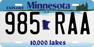MN license plate 985RAA