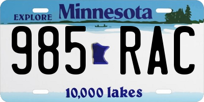 MN license plate 985RAC