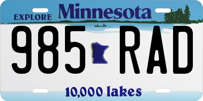 MN license plate 985RAD