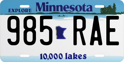 MN license plate 985RAE