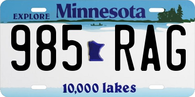 MN license plate 985RAG