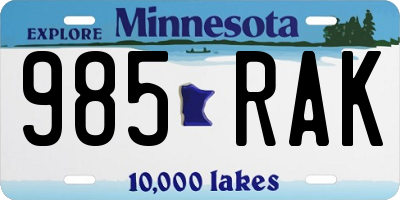 MN license plate 985RAK
