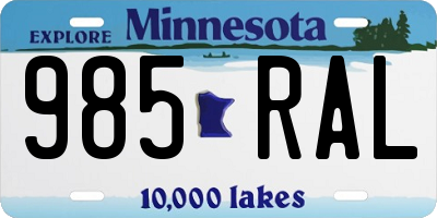 MN license plate 985RAL