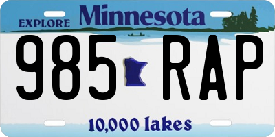 MN license plate 985RAP
