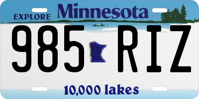 MN license plate 985RIZ