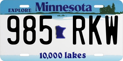MN license plate 985RKW