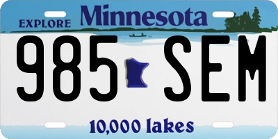 MN license plate 985SEM