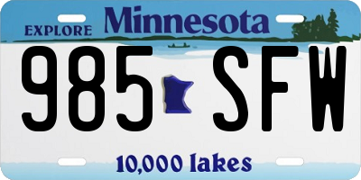 MN license plate 985SFW