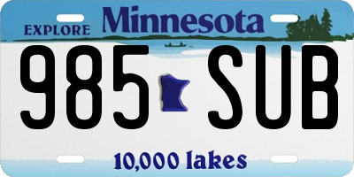 MN license plate 985SUB