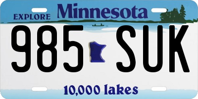 MN license plate 985SUK