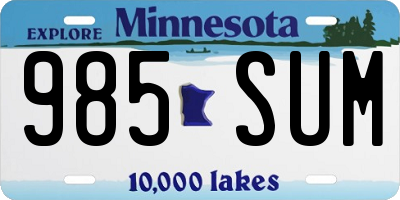MN license plate 985SUM