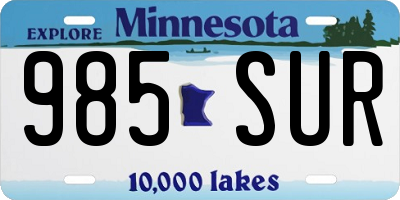 MN license plate 985SUR