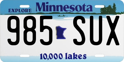 MN license plate 985SUX