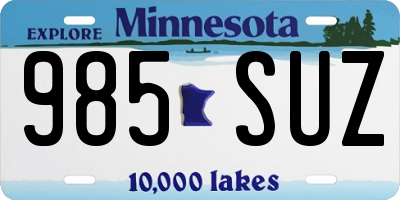 MN license plate 985SUZ