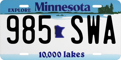 MN license plate 985SWA