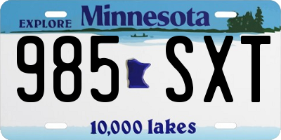 MN license plate 985SXT