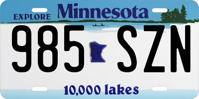 MN license plate 985SZN