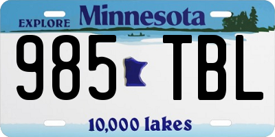 MN license plate 985TBL