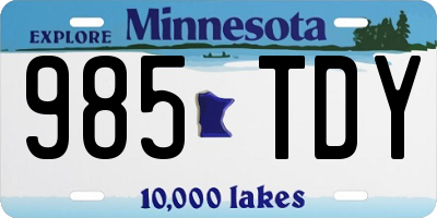MN license plate 985TDY