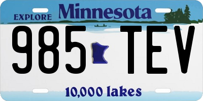 MN license plate 985TEV
