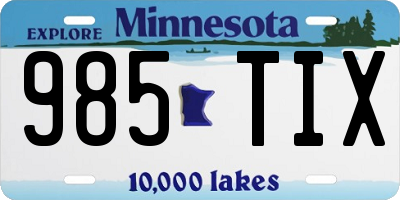 MN license plate 985TIX