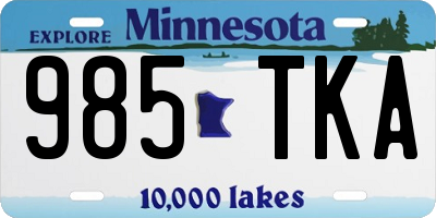 MN license plate 985TKA
