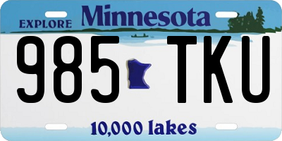 MN license plate 985TKU