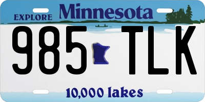 MN license plate 985TLK