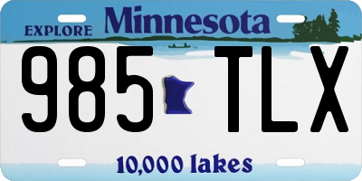 MN license plate 985TLX
