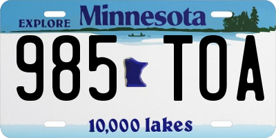MN license plate 985TOA