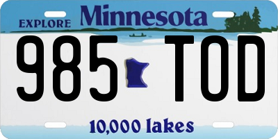 MN license plate 985TOD