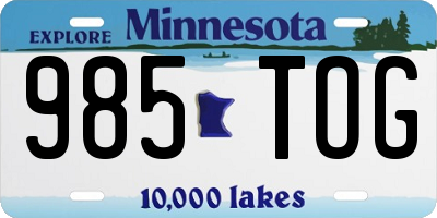 MN license plate 985TOG
