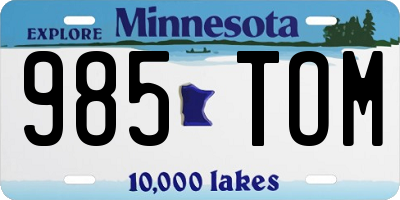 MN license plate 985TOM