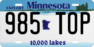 MN license plate 985TOP