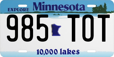MN license plate 985TOT