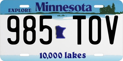MN license plate 985TOV