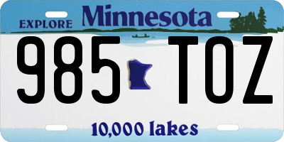 MN license plate 985TOZ