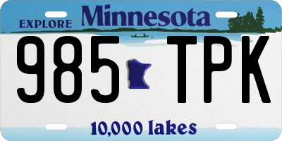 MN license plate 985TPK
