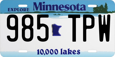 MN license plate 985TPW