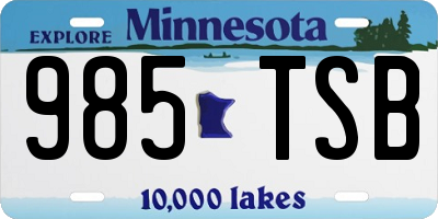MN license plate 985TSB