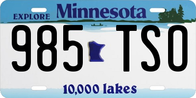 MN license plate 985TSO