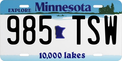MN license plate 985TSW