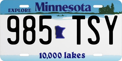MN license plate 985TSY