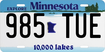 MN license plate 985TUE